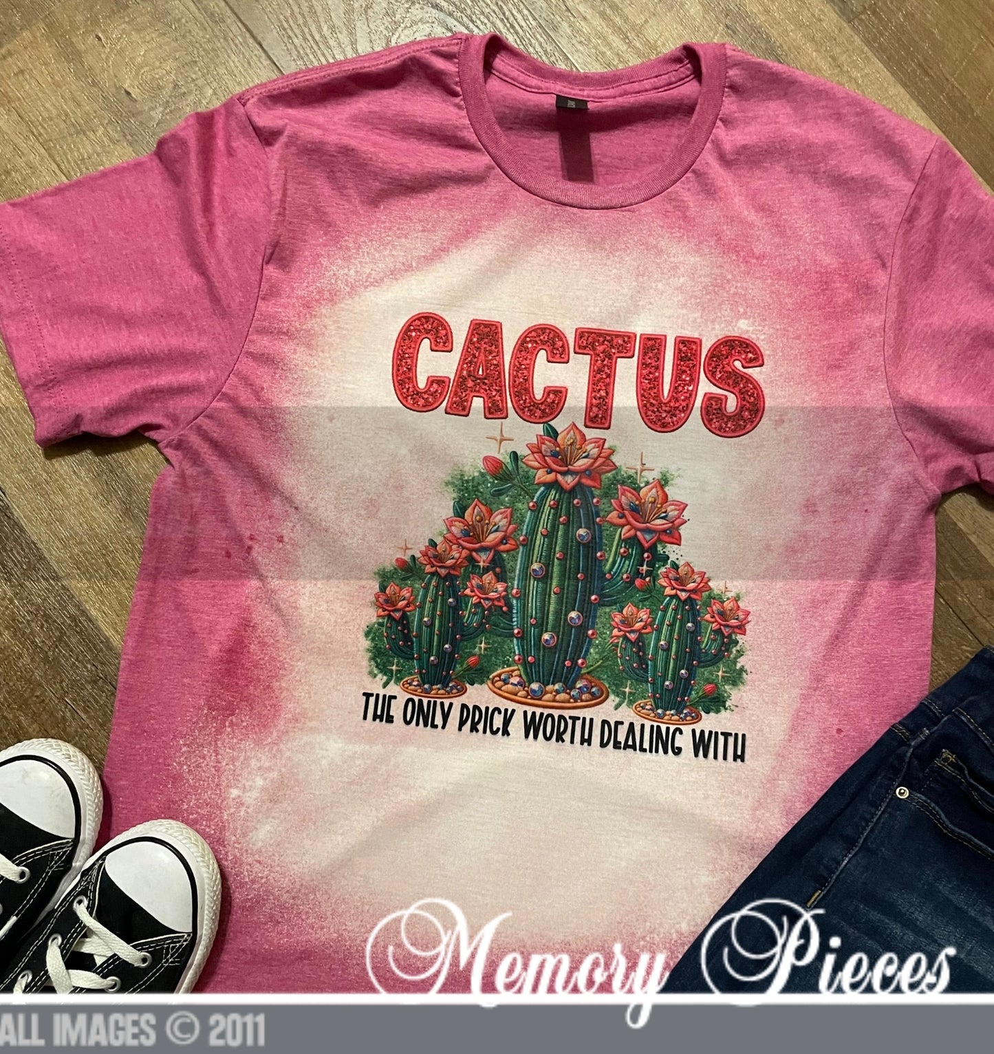 Short Sleeve Cactus Bleached T-Shirt