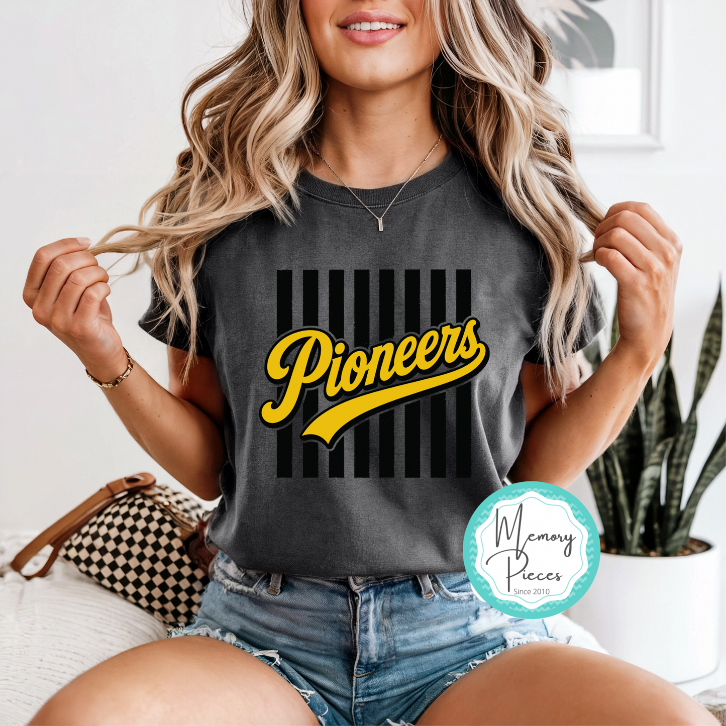 Boonville Pioneers (Yellow) Stripes T-Shirt