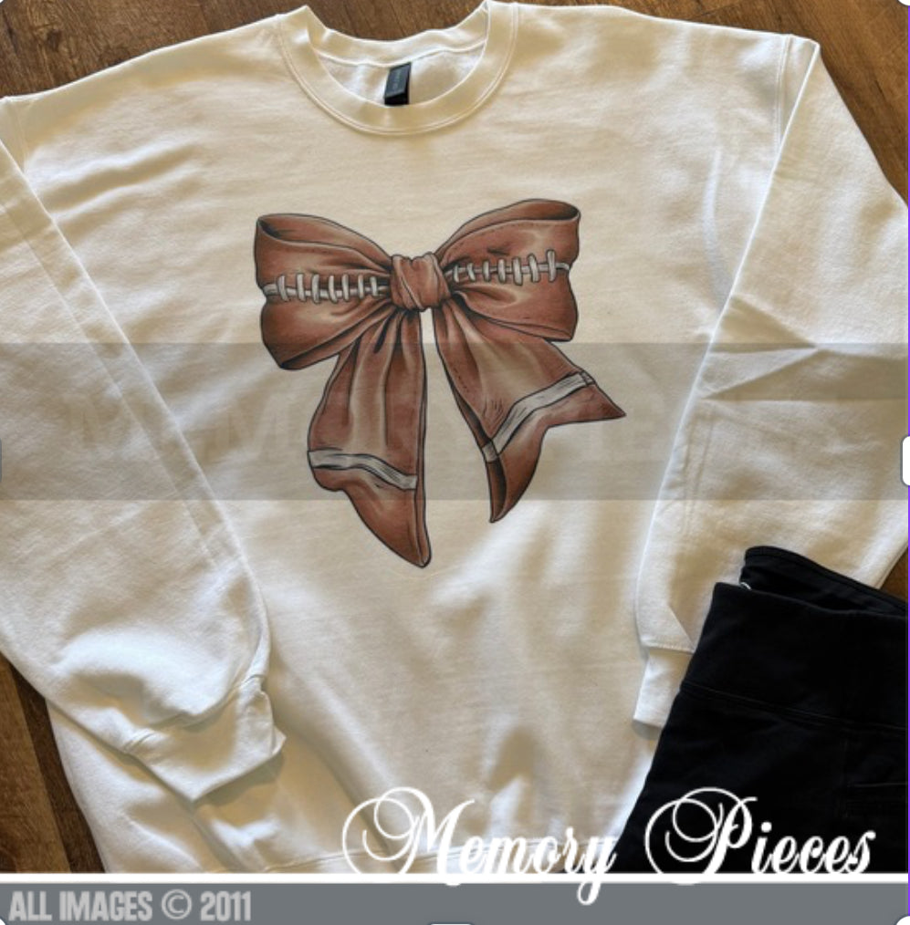 Football Bow Crewneck Sweatshirt