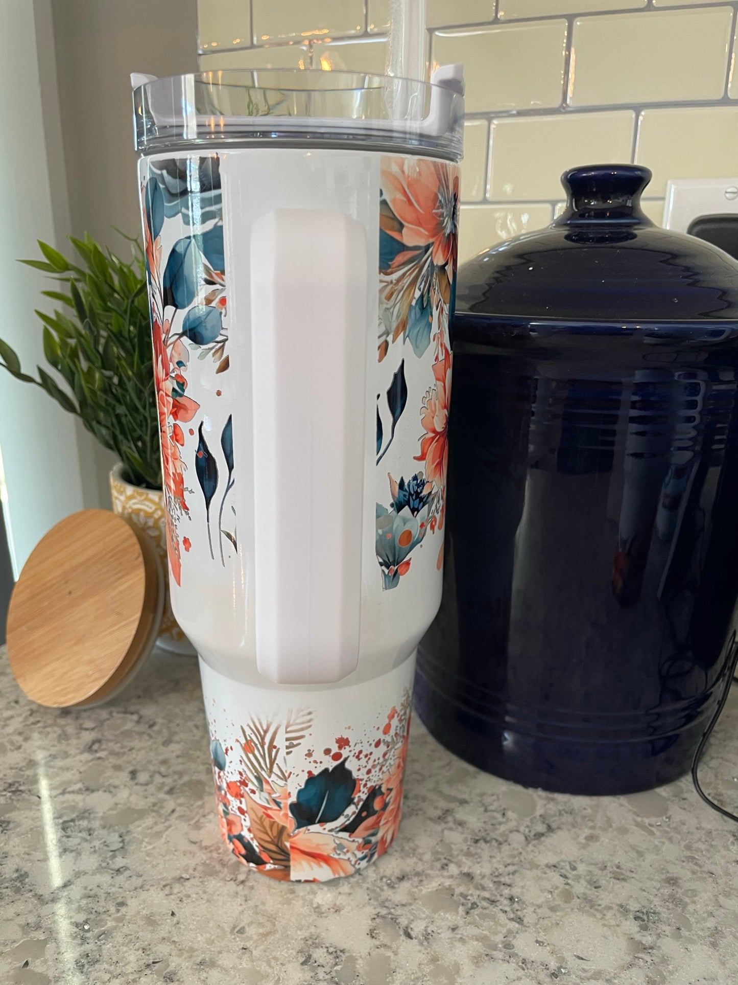 40 ounce Insulated Travel Tumbler - Boho Flowers
