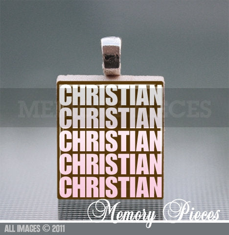 Christian Scrabble Tile Pendant with Ball Chain
