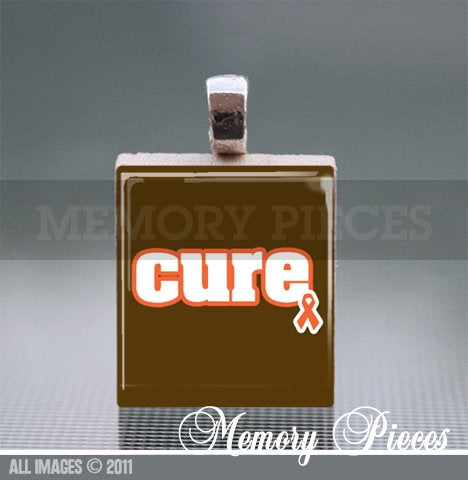 Leukemia Cure Scrabble Tile Pendant with Ball Chain