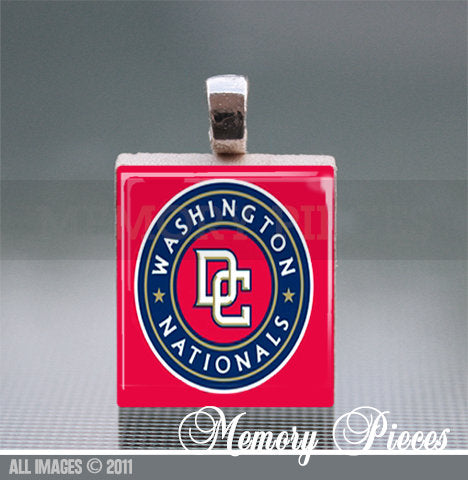 Washington Nationals Scrabble Tile Pendant with Silver Ball Chain