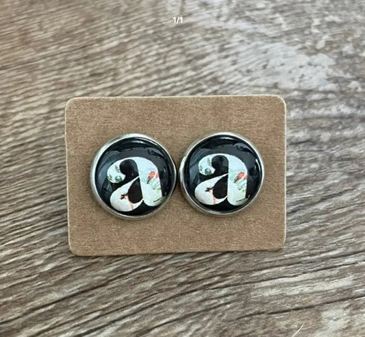 Alphabet a 12mm Post Earrings