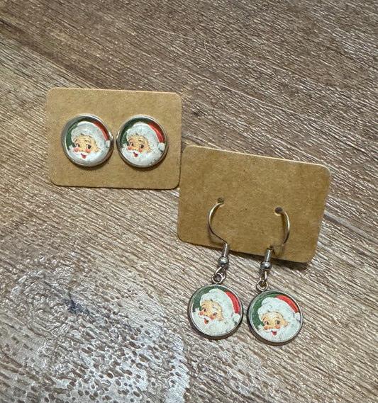 Christmas Santa Post or Dangle Earrings