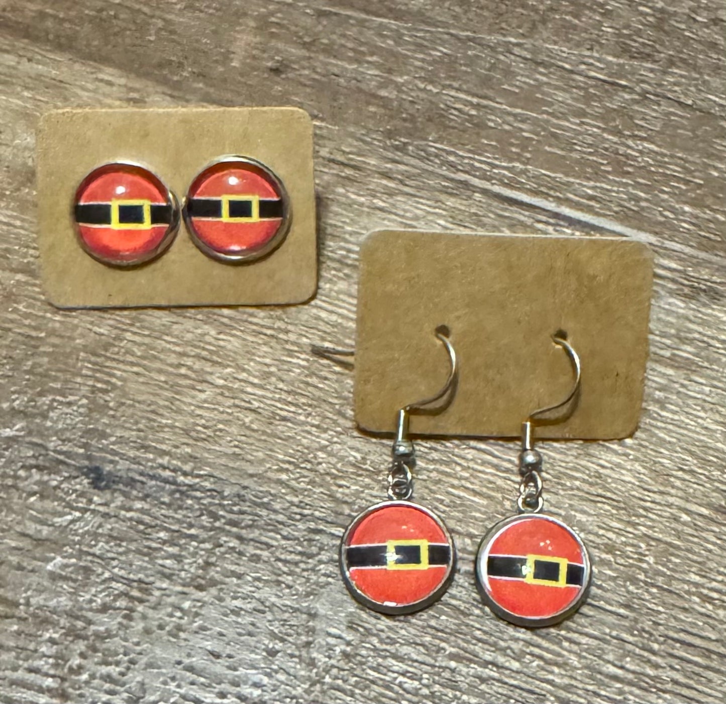 Christmas Santa Belt Post or Dangle Earrings