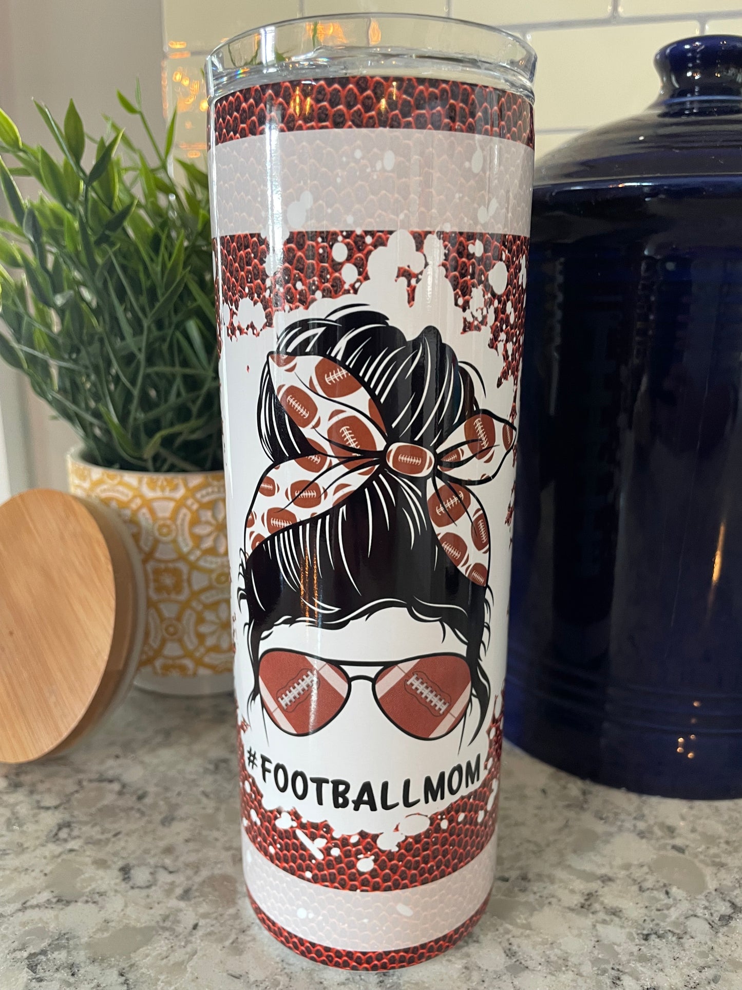20 ounce Insulated Skinny Tumbler - Football Mom
