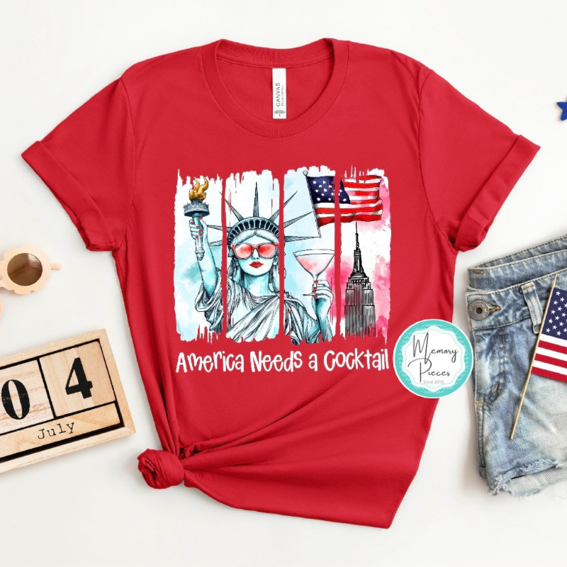America Needs a Cocktail Red Lip Liberty T-Shirt