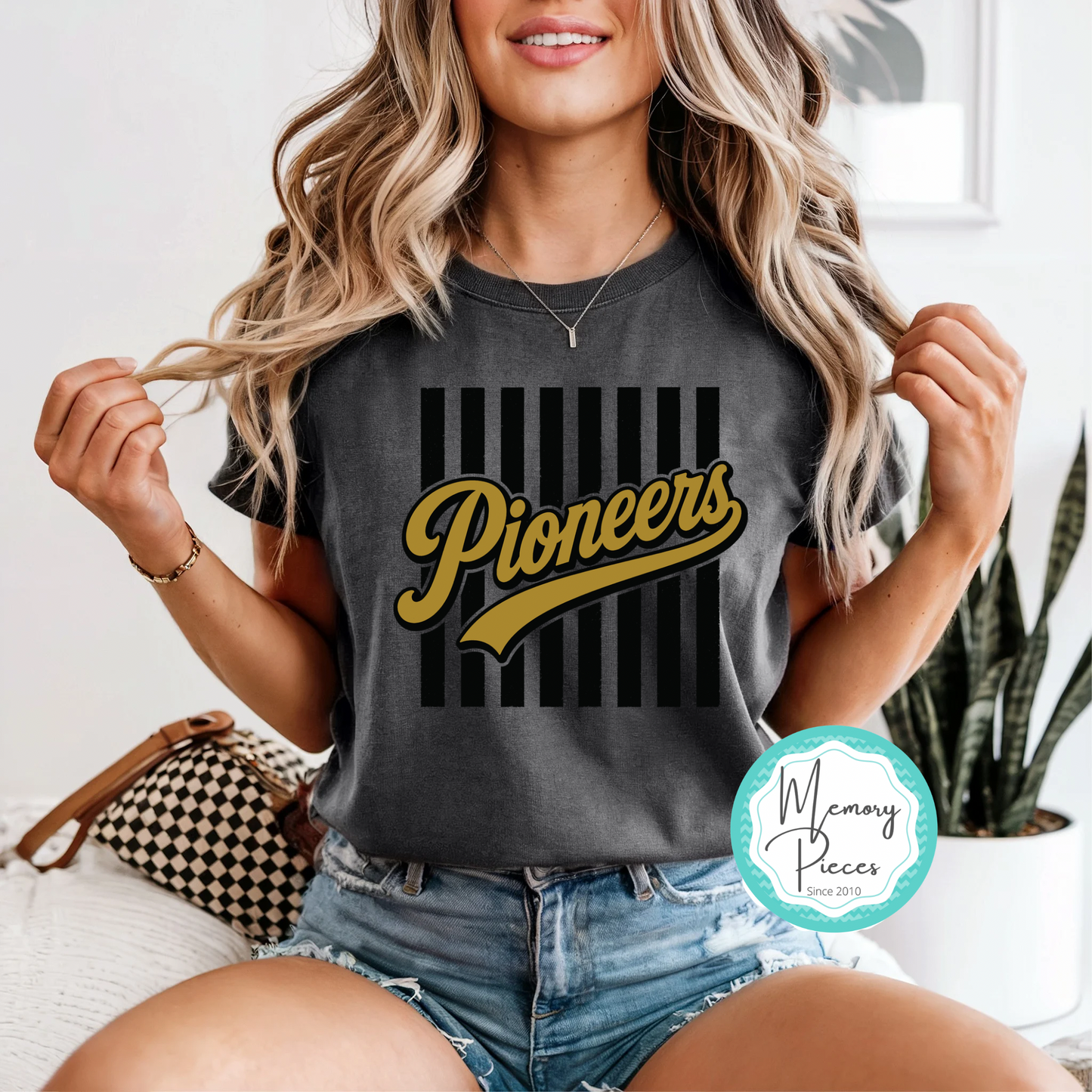 Boonville Pioneers (Gold) Stripes T-Shirt