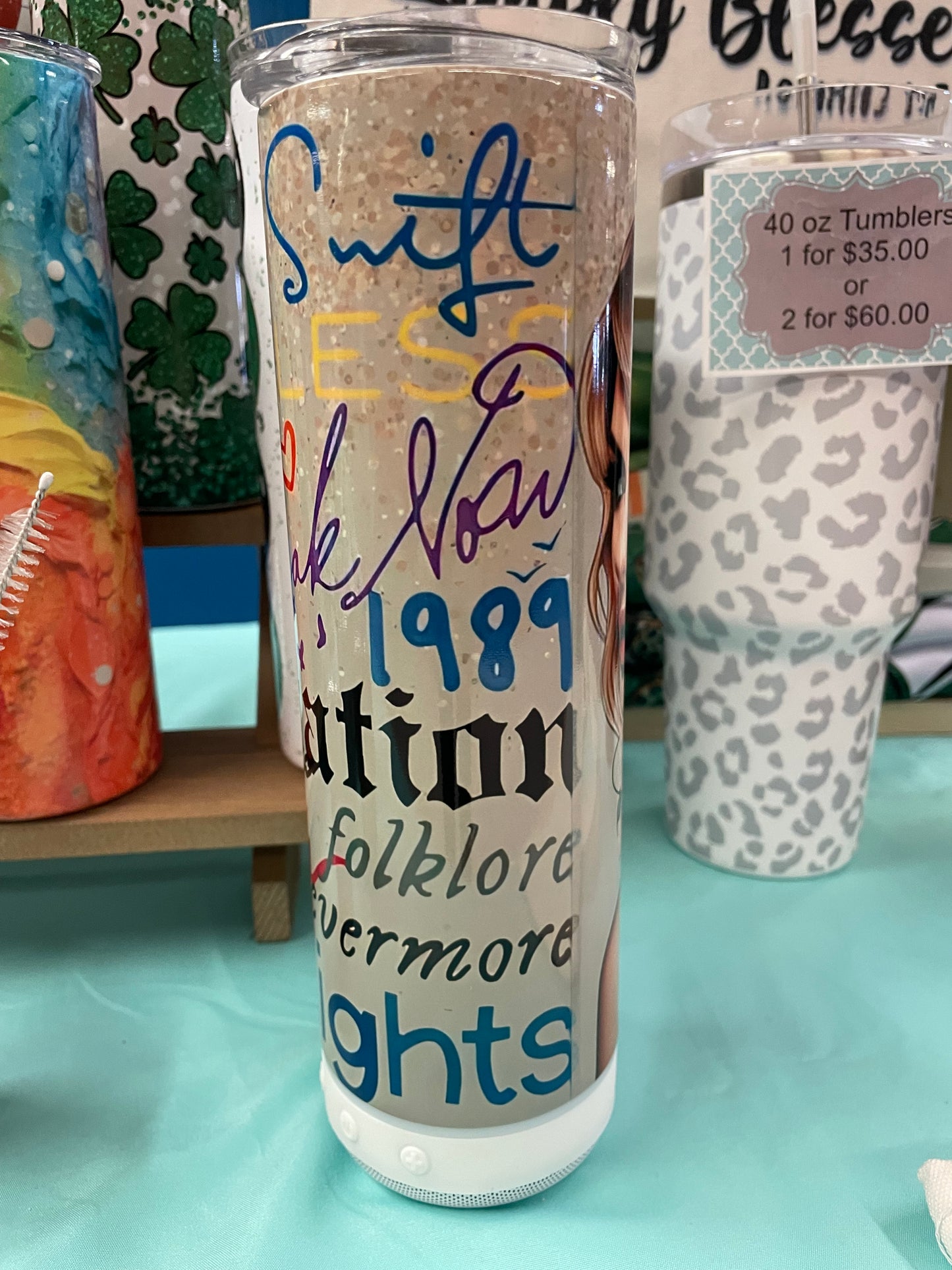 20 ounce Bluetooth Speaker Insulated Skinny Tumbler - Taylor Swift