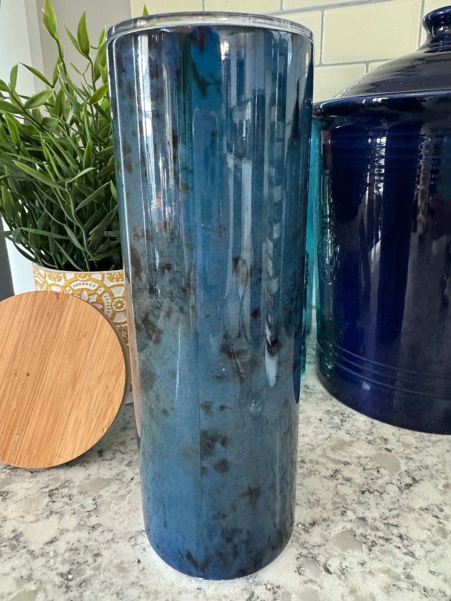 20 ounce Insulated Skinny Tumbler - Colts Football (Blue, Grey and White)
