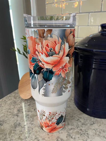 40 ounce Insulated Travel Tumbler - Boho Flowers