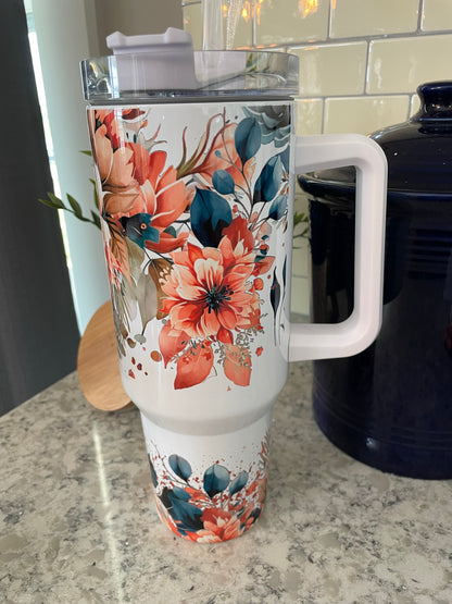 40 ounce Insulated Travel Tumbler - Boho Flowers