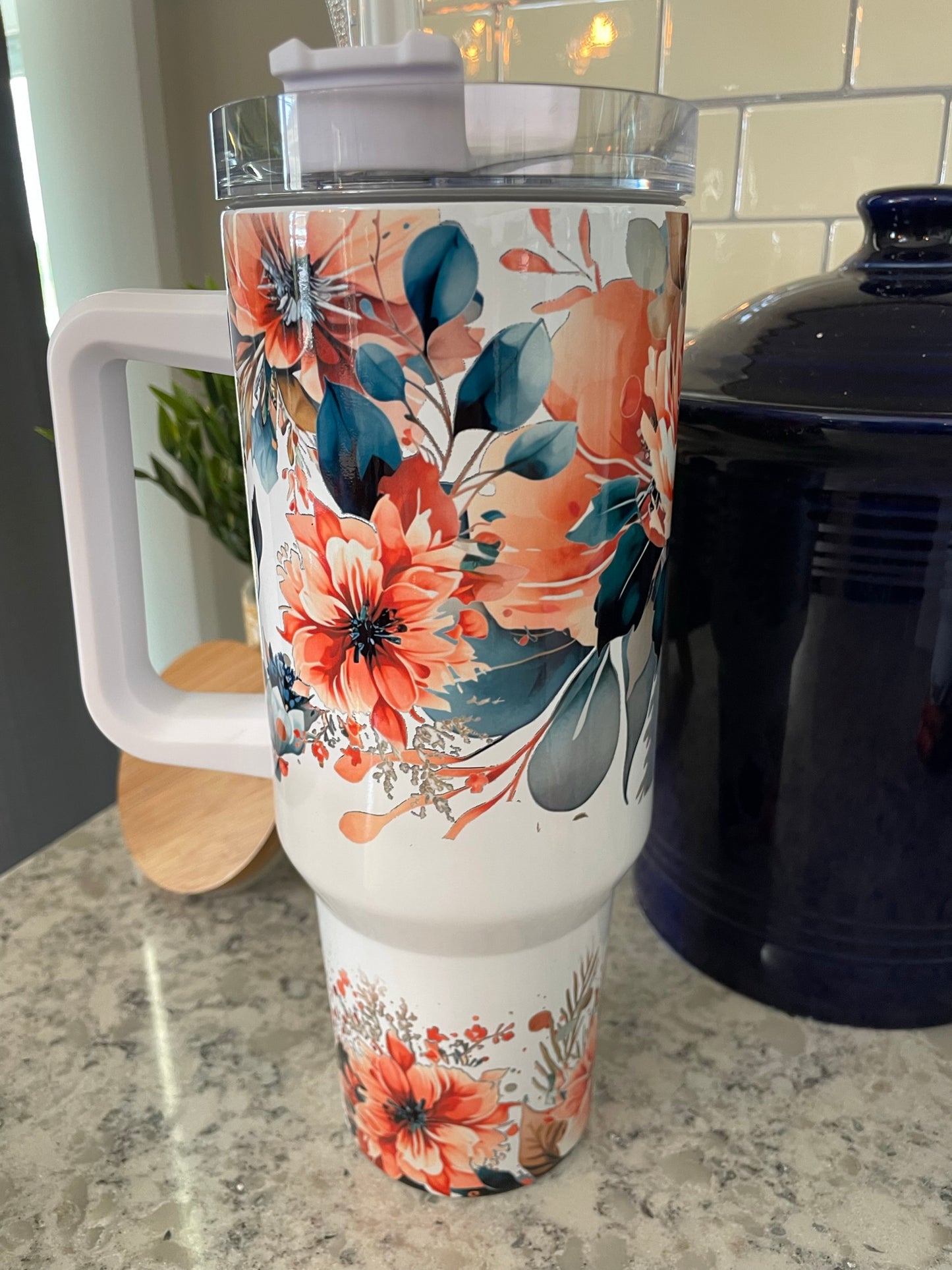 40 ounce Insulated Travel Tumbler - Boho Flowers