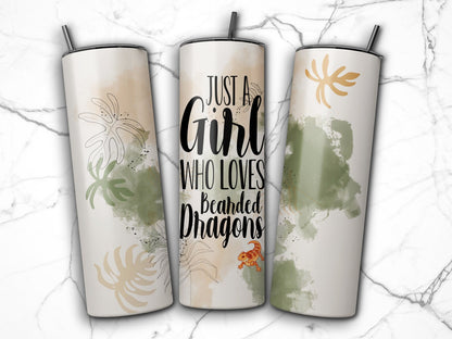 20 ounce Insulated Skinny Tumbler - Just a Girl Who Loves Bearded Dragons