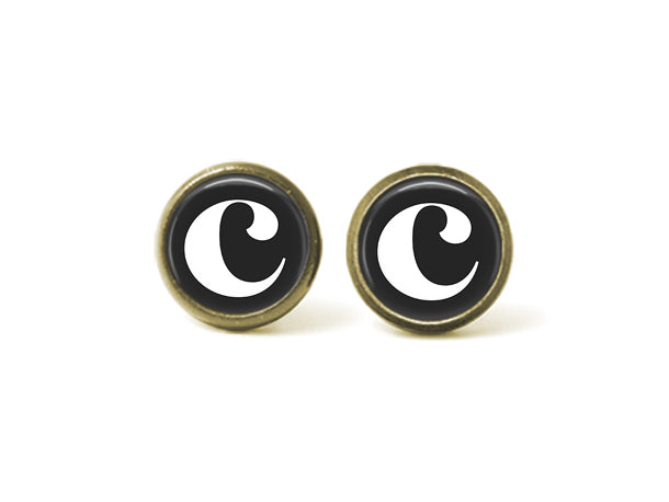Alphabet c 12mm Post Earrings