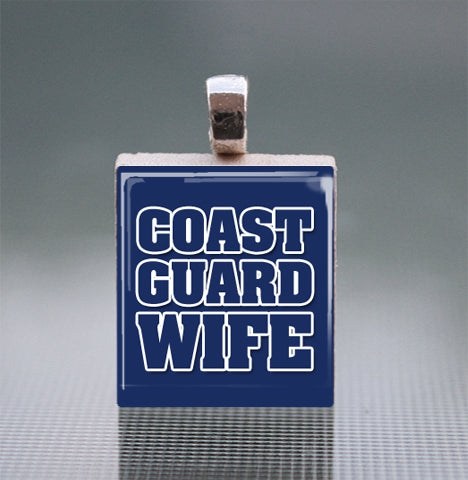 Coast Guard Wife Scrabble Tile Pendant with Ball Chain