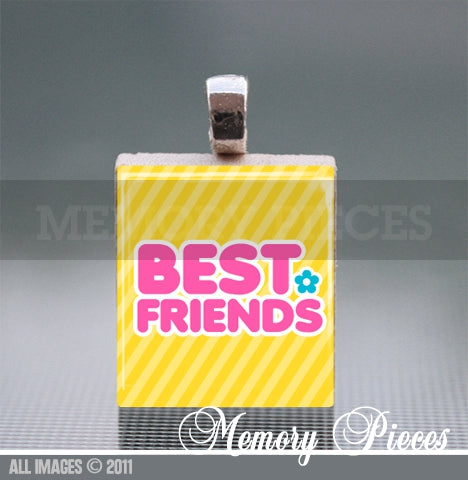 'Best Friends' Scrabble Tile Pendant with Silver Ball Chain