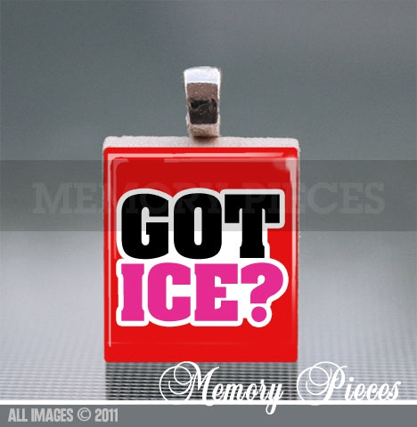 'Got Ice?' Scrabble Tile Pendant with Ball Chain