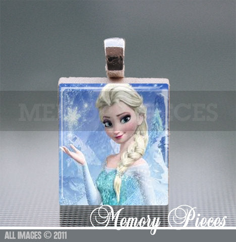 Frozen Scrabble Tile Pendant with Ball Chain