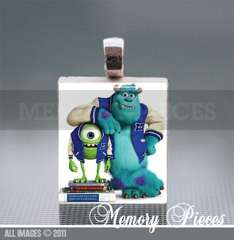 Monsters Inc Scrabble Tile Pendant with Ball Chain