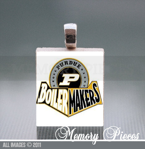 Purdue University Scrabble Tile Pendant with Ball Chain