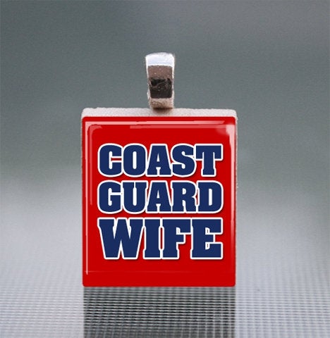 Coast Guard Wife Scrabble Tile Pendant with Ball Chain