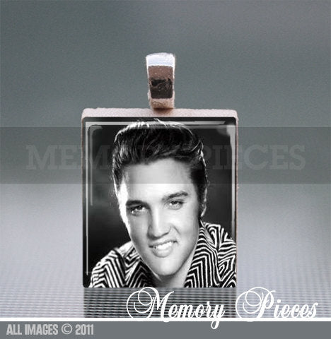 Elvis Scrabble Tile Pendant with Silver Ball Chain