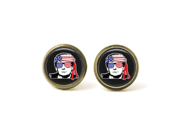 Trump 'Merica Black Background 12mm Post Earrings