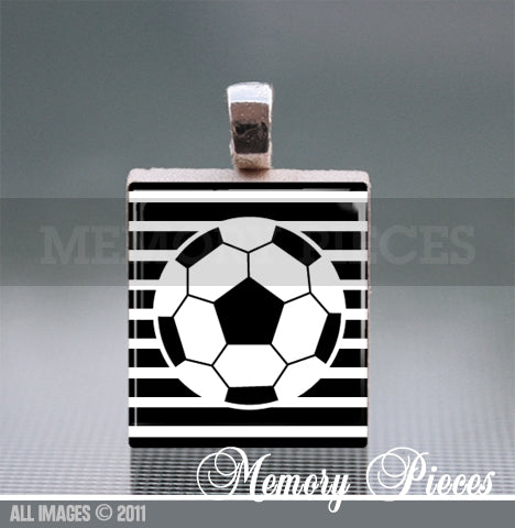 Soccer Scrabble Tile Pendant with Ball Chain